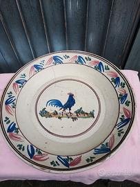 Antico grande piatto ceramica maiolica Grottaglie