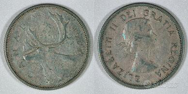 Monete Canada - 25 cent Argento- 5 pezzi