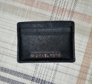 Portacarte Michael Kors in pelle martellata nera