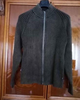 cardigan fordocks verde con zip  taglia L 