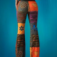 Pantaloni da Donna Stampa Bohemian Bordo in Pizzo