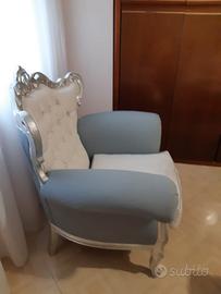 Poltrona stile Luigi XIV - Argento/Azzurro/Panna