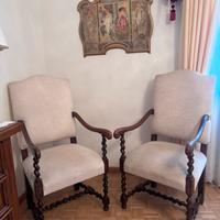 Poltrone in legno e tessuto