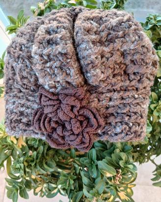 cappello Berretto lana fatto a mano grigio marron