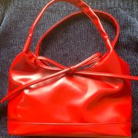 nuovo-Borsa a mano con fiocco color rossetto rosso