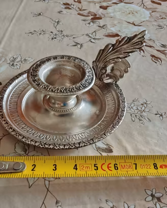 Portacandela vintage argentato con manico