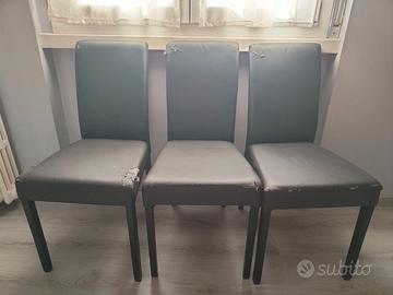 Tre sedie in similpelle grigio sala e/o cucina