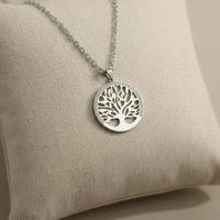 Collana Albero della Vita acciaio inox con strass 
