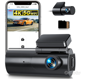 Dash Cam Auto 4K+1080P, 5GHz WiFi Telecamera
