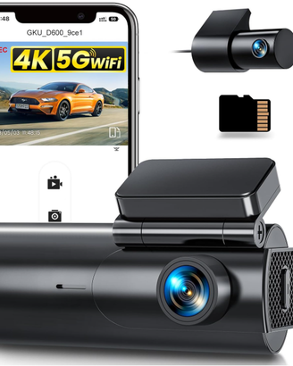 Dash Cam Auto 4K+1080P, 5GHz WiFi Telecamera