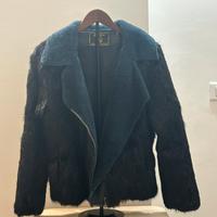 Giacca in vera pelle con inserti in vera pelliccia