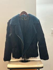 Giacca in vera pelle con inserti in vera pelliccia