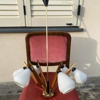 Splendido lampadario sputnik anni 60 ottone e teak