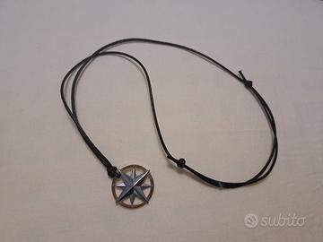 Brosway collana "Rosa dei venti" laccio nero cuoio