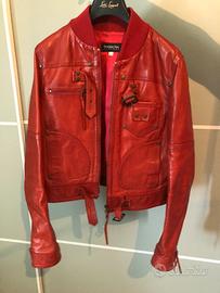 giubotto di pelle vera rosso