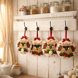 set 4 oresi e con gufetti fatre a mano