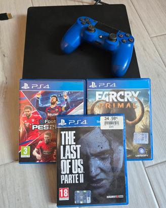 Playstation 4 slim con joystick e 3 giochi