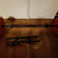 set di bilanciere e due manubri 