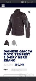 giacca moto Dainese Tempest 2 d-dry tg 52