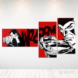 Set 3 Quadri DIpinti a Mano Diabolik Stile Pop Art