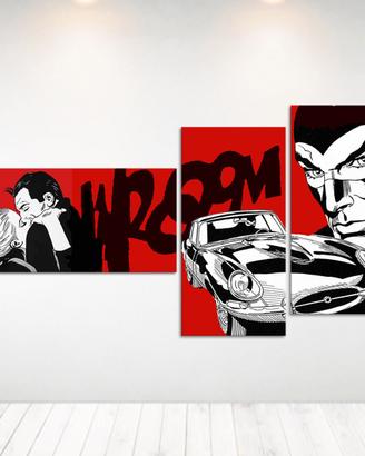 Set 3 Quadri DIpinti a Mano Diabolik Stile Pop Art