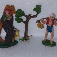 2 statuine presepe in resina + 1 albero vintage