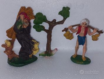 2 statuine presepe in resina + 1 albero vintage