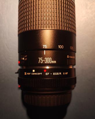 Canon EF 75-300mm + adattatore EF-RF