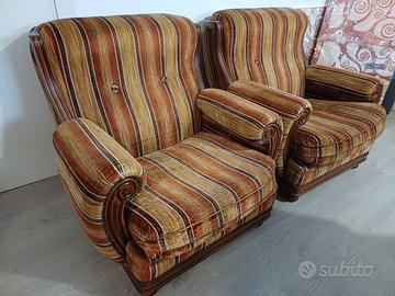 Poltrone Originali Anni 70 legno tessuto