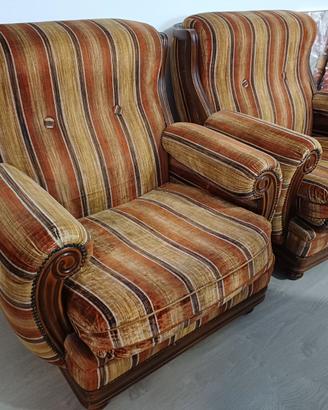 Poltrone Originali Anni 70 legno tessuto