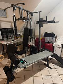 Palestra multifunzione completa con pesi e panca