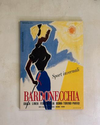 Quadro su tela stampa vintage poster Bardonecchia