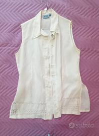 Camicia smanicata in lino tg. L