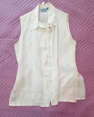 Camicia smanicata in lino tg. L