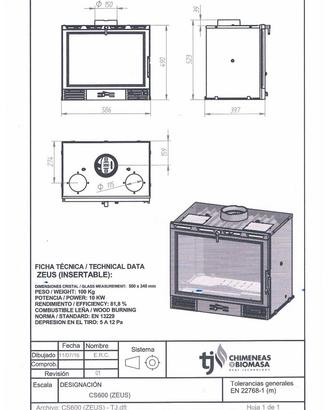 Inserto camino a legna ventilato
