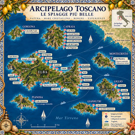 Mappe delle spiagge dell'Arcipelago Toscano