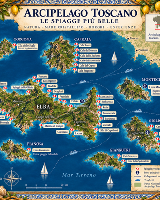 Mappe delle spiagge dell'Arcipelago Toscano