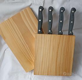 Ceppo porta coltelli acciaio inox con tagliere 