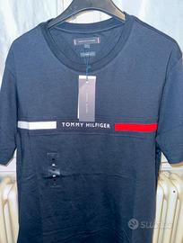 Tommy Hilifiger T-shirt Logo Ricamato Blu Navy M