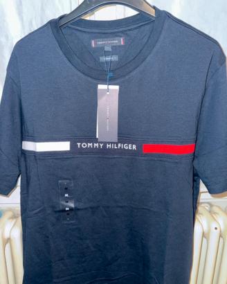 Tommy Hilifiger T-shirt Logo Ricamato Blu Navy M