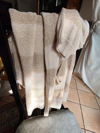 cardigan donna in cotone e laminato oro
