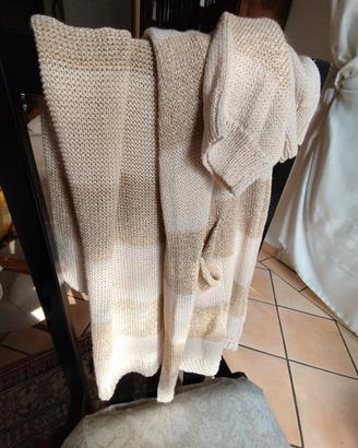 cardigan donna in cotone e laminato oro