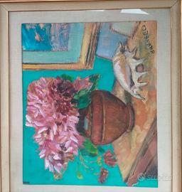 Quadro Luigi Brunello Dalie con vaso