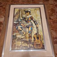 Quadro Arlecchino con Chitarra - Dipinto Firmato M