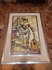 Quadro Arlecchino con Chitarra - Dipinto Firmato M