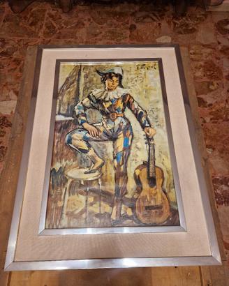 Quadro Arlecchino con Chitarra - Dipinto Firmato M