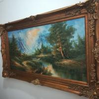 Quadro paesaggio autunnale cornice barocca
