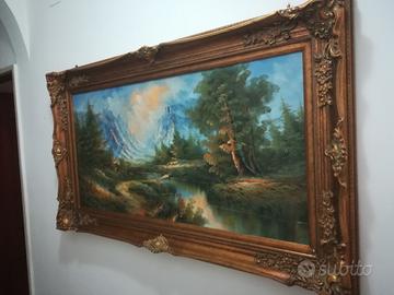 Quadro paesaggio autunnale cornice barocca