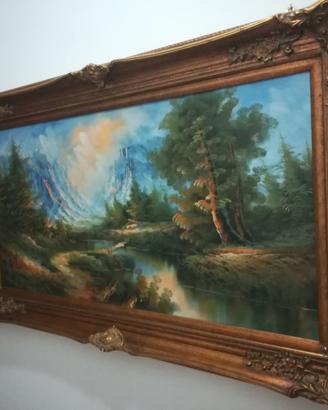 Quadro paesaggio autunnale cornice barocca