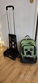 Zaino Trolley Minecraft + carrello staccabile